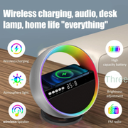G5 6-in-1 Bluetooth Speaker Lamp – 15W Wireless Charging, Alarm Clock & RGB Light