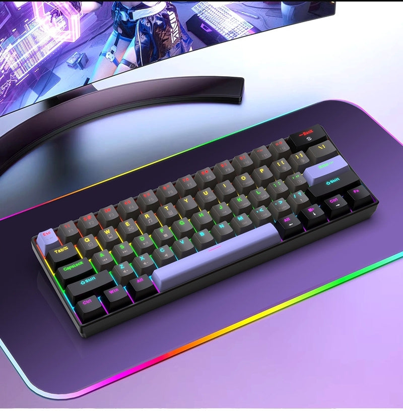 K33 61 Keys RGB Mechanical Gaming Keyboard – Blue Switch, Wired USB-C, Compact 60% Layout