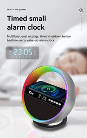 G5 6-in-1 Bluetooth Speaker Lamp – 15W Wireless Charging, Alarm Clock & RGB Light