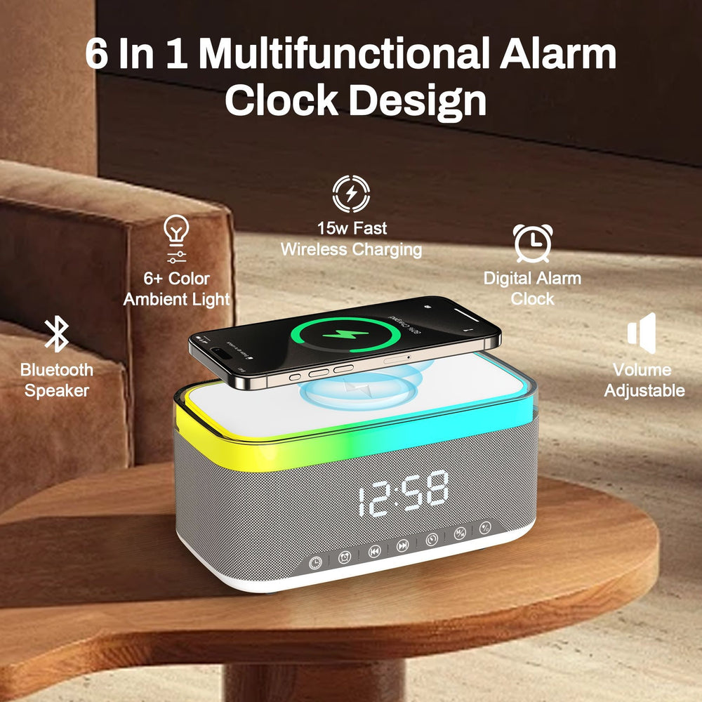 A911 3-in-1 Speaker – 15W Wireless Charging, Dual Bluetooth Speakers, RGB Light