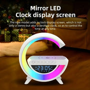 BT3401 G Lamp Speaker – 15W Wireless Charging, Bluetooth Speaker, RGB Light & Digital Clock