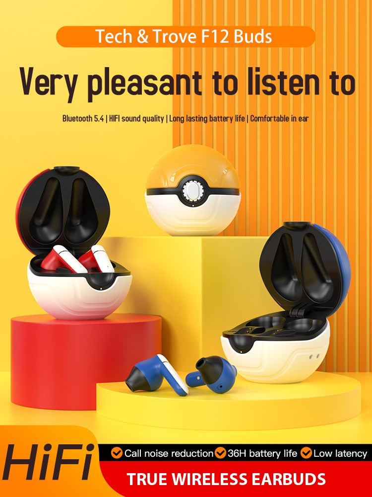 F12 Wireless Earbuds – Bluetooth 5.4, Low Latency Gaming, Hi-Fi Sound, 6H Playtime