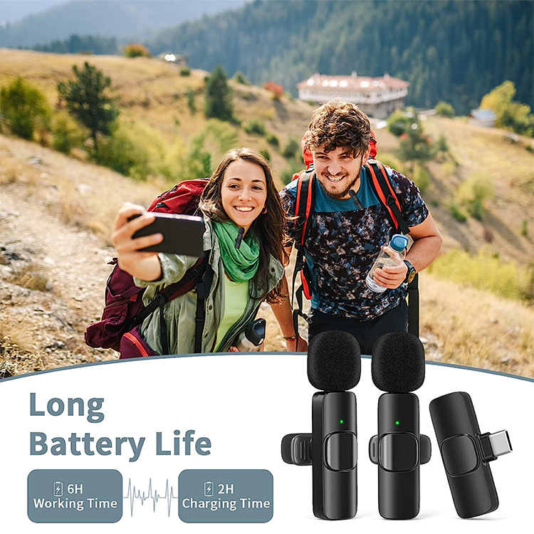 K9 Wireless Bluetooth Lavalier Microphone for Type C and Lightning – Noise Cancellation | 20M Range | Plug & Play