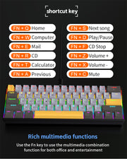 K33 61 Keys RGB Mechanical Gaming Keyboard – Blue Switch, Wired USB-C, Compact 60% Layout