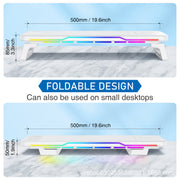 RGB Monitor Stand – 15W Wireless Charging, 3 USB + Type-C Ports, Adjustable Height, 7 RGB Light Modes