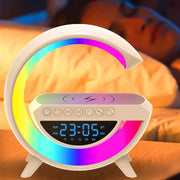 BT3401 G Lamp Speaker – 15W Wireless Charging, Bluetooth Speaker, RGB Light & Digital Clock