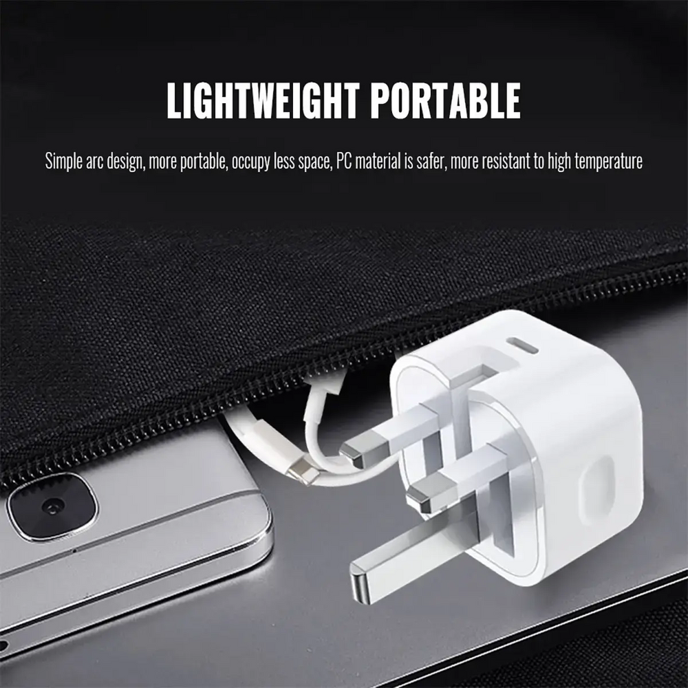 iPhone 20W PD 3-Pin Wall Charger + Lightning Data Cable | USB-C Power Adapter | Super Fast Charging | Compatible with All Apple Devices