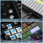 K33 61 Keys RGB Mechanical Gaming Keyboard – Blue Switch, Wired USB-C, Compact 60% Layout