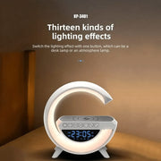 BT3401 G Lamp Speaker – 15W Wireless Charging, Bluetooth Speaker, RGB Light & Digital Clock