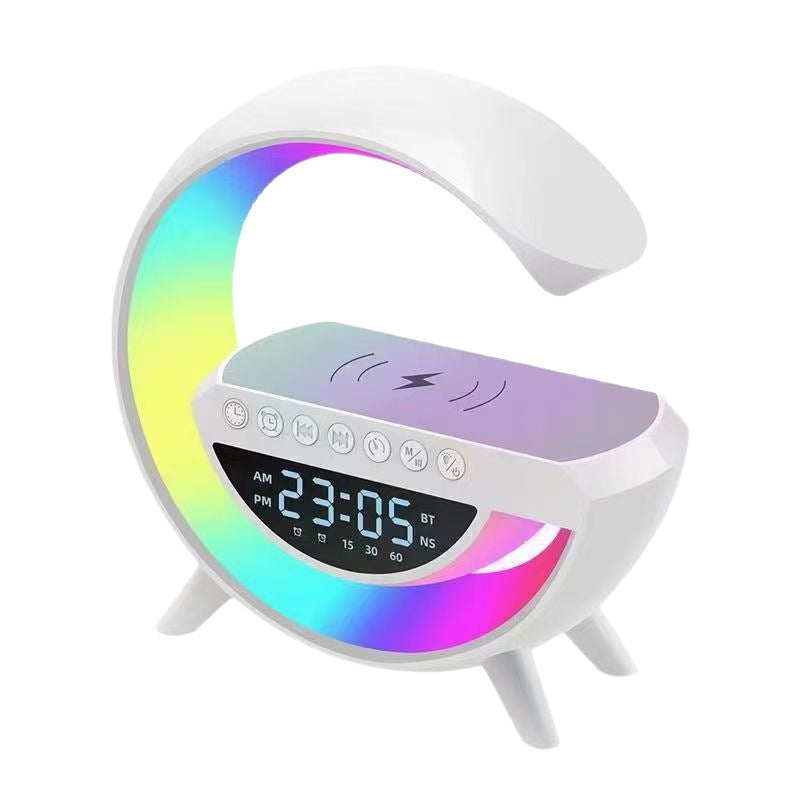 BT3401 G Lamp Speaker – 15W Wireless Charging, Bluetooth Speaker, RGB Light & Digital Clock