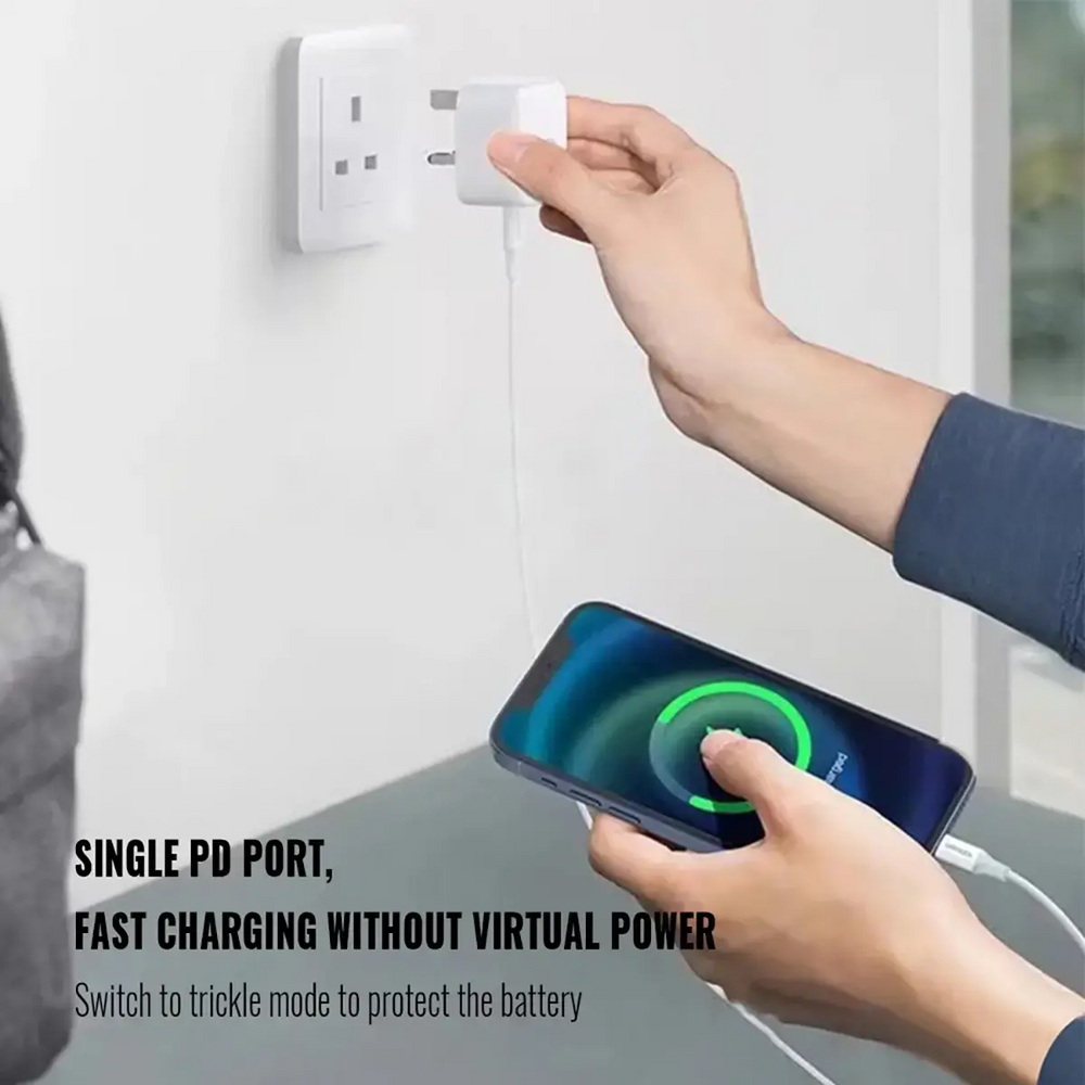iPhone 20W PD 3-Pin Wall Charger + Lightning Data Cable | USB-C Power Adapter | Super Fast Charging | Compatible with All Apple Devices