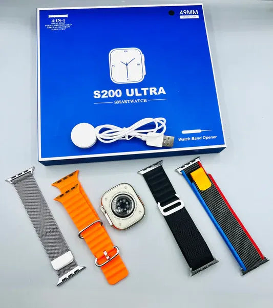 S200 Ultra Smartwatch – Bluetooth Calling, Heart Rate Monitor, Waterproof, Touchscreen Fitness Tracker with Wireless Charging for Men & Women.