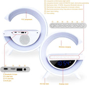 BT3401 G Lamp Speaker – 15W Wireless Charging, Bluetooth Speaker, RGB Light & Digital Clock