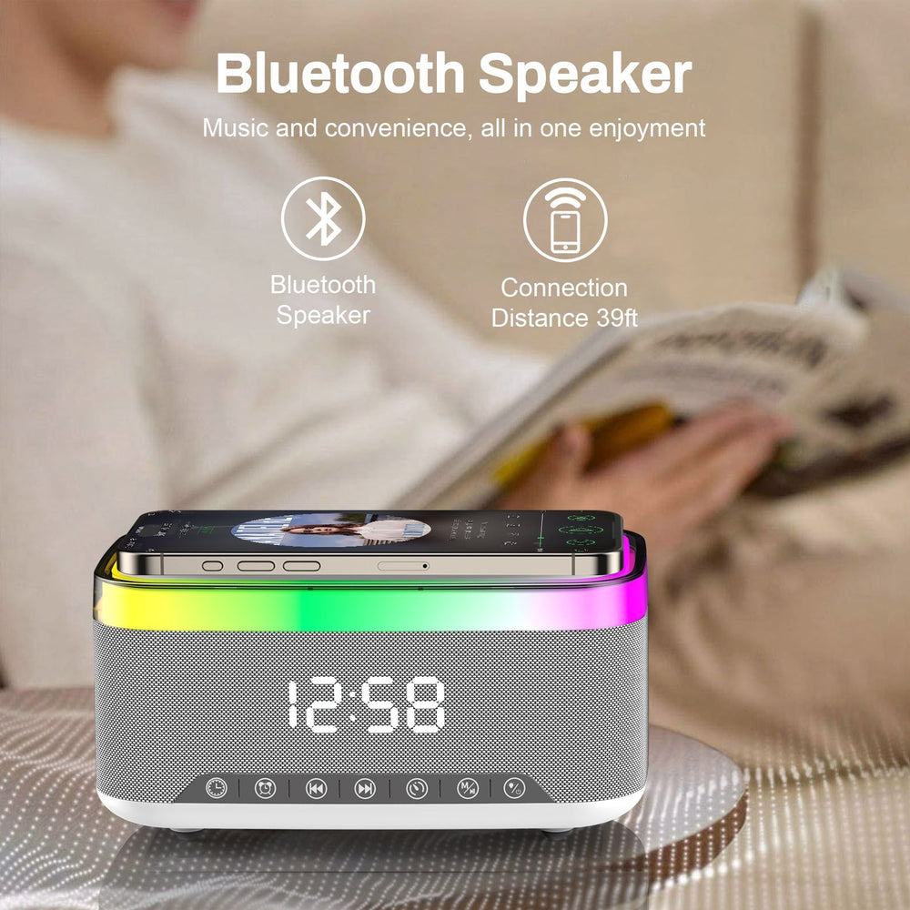 A911 3-in-1 Speaker – 15W Wireless Charging, Dual Bluetooth Speakers, RGB Light