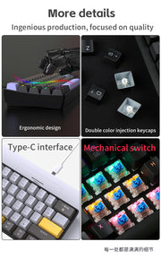 K33 61 Keys RGB Mechanical Gaming Keyboard – Blue Switch, Wired USB-C, Compact 60% Layout